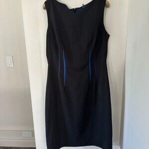 Elie Tahari Black Sleeveless Dress with Blue Detailing